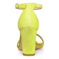 thumbnail image 2 of BLISSFUL STEP Sandales à Talons Blocs à Paillettes pour Femmes à Bout Ouvert avec Bride à la Cheville et Boucle Jaune Lime 9, 2 of 7