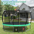 thumbnail image 2 of UIOWIO 14 ft Pumpkin Recreational Trampoline for Kids and Adults Outdoor Trampoline with Basketball Hoop Toddler Backyard Trampoline with Ladder,Enclosure Net,Storage Bag,Green, 2 of 7