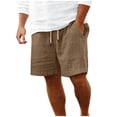 thumbnail image 1 of Plebaso Mens Shorts Summer Beach Shorts with Drawstring Solid Color Lightweight Vacation Pocket Shorts, 1 of 6