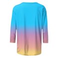 thumbnail image 5 of VSSSJ Hauts à Manches 3/4 pour Femmes Décontractés Tendance à Imprimé Dégradé Manches Raglan Col Ras du Cou Coupe Décontractée Tunique T-Shirt Respirant Bleu Pâle L, 5 of 5