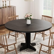 EastVita 47 Inch Round Dining Table for 4,Farmhouse Kitchen Dining Room Circle Dinner Table,Kitchen Dining Room Furniture (Table Only),Black