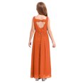 thumbnail image 2 of Miaeowve Robe de Demoiselle d'Honneur pour Fille Sans Manches en Mousseline Perlée, Robe de Demoiselle d'Honneur Junior, Robe de Fête de Mariage pour Filles, Orange 4, 2 of 7