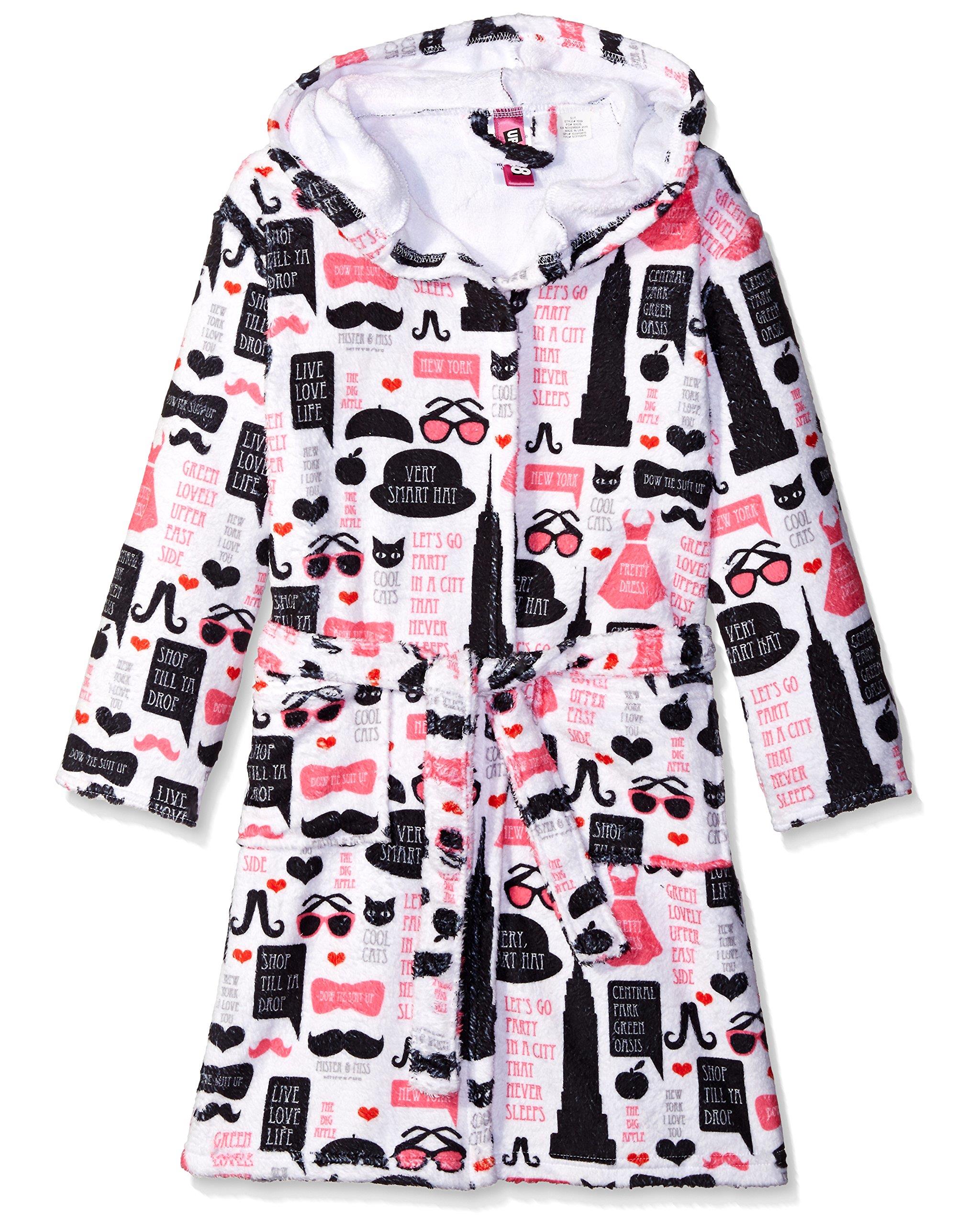 Up Past 8 Girls' Bathrobe Fuzzy Hooded Robe Sleepwear