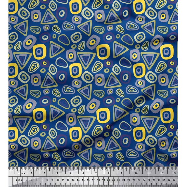 Soimoi Cotton Poplin Fabric Geometric Small Printed Fabric 1 Yard 56 Inch Wide