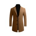 thumbnail image 2 of EGNMCR Jackets for Men Fall/winter New Style Plus Cotton Solid Color Woolen Lapel Men's Overcoat Jacket, 2 of 5