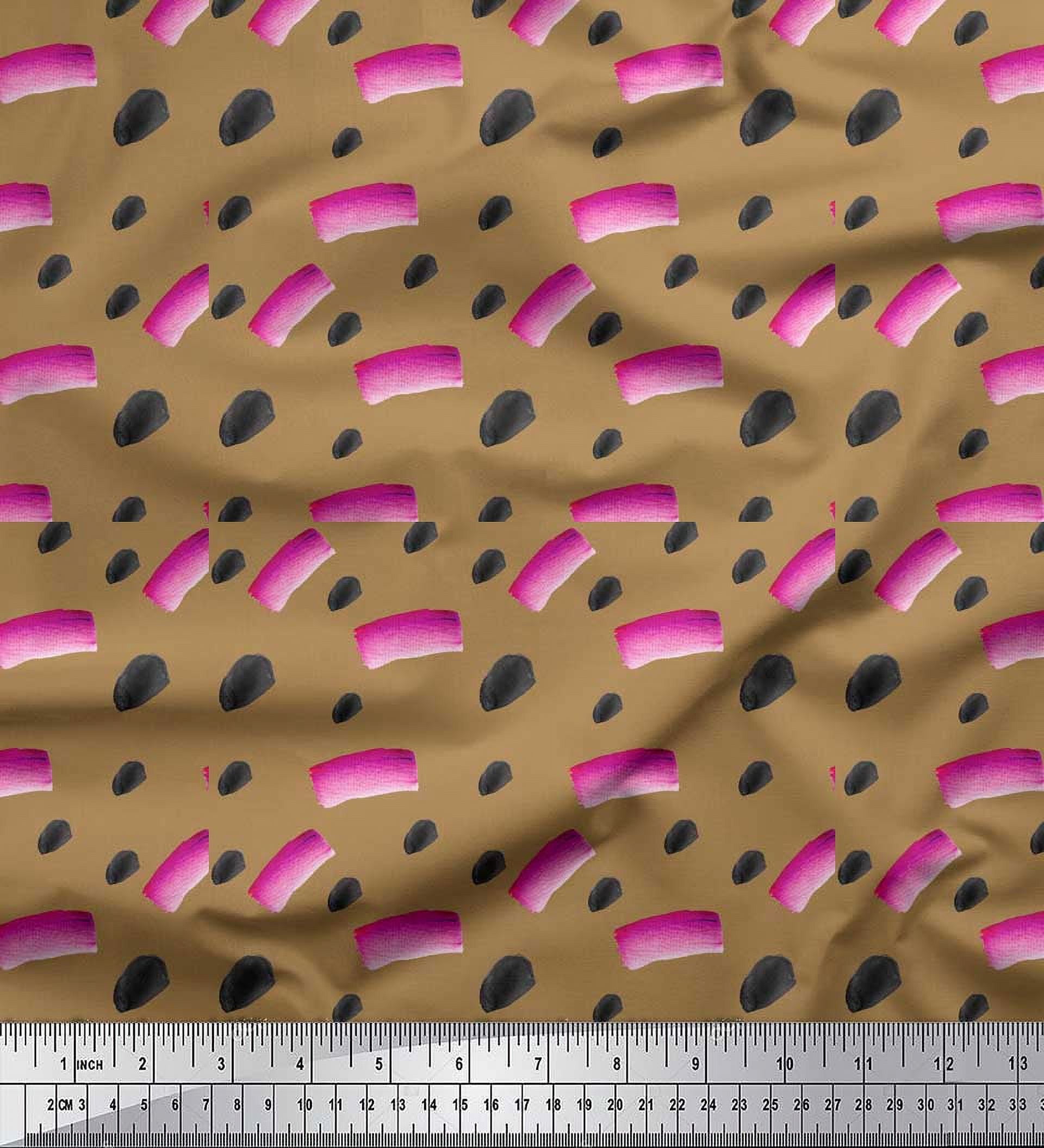 Soimoi Brown Georgette Viscose Fabric Brush Stroke Abstract Fabric Prints By Yard 42 Inch Wide