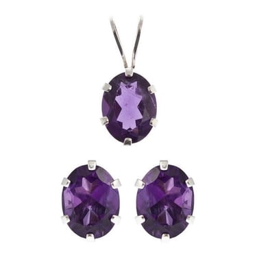 St. Silver Amethyst Earrings Pendant set