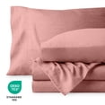 thumbnail image 4 of Bare Home Washed Sheet Set - Premium 1800 Collection - Deep Pocket - 4 Piece - Queen, Dusty Rose, 4 of 6