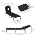 thumbnail image 2 of CoSoTower Adjustable Outdoor Lounge Chair, Garden Folding Chaise Lounge with Face Hole Reclining Tanning Chair Seat, Folding Camping Beach Lounging Bed w/ Support Pillow, Black, 2 of 6