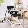 thumbnail image 4 of Baby Convertible Folding Adjustable High Chair withWheel Tray Storage Basket Black, 4 of 7
