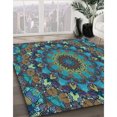 thumbnail image 3 of Ahgly Company Tapis d'Intérieur Lavable à la Machine, Carré, Transitionnel, Noir, Tapis de Zone, 6 Pieds Carré, 3 of 7