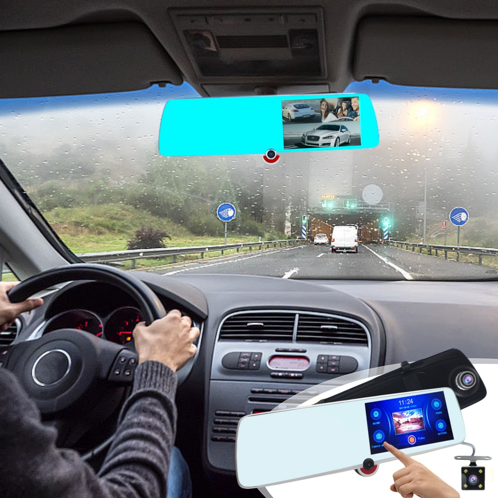 Danhjin Cars Recorder 3 Channel Dash Cam Front And Rear Inside1080P Dash Camera for Touchscreens Dashcam Three Way Car Camera With Ir Night Vision Loop Recording