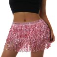 thumbnail image 4 of Women Belly Skirt  Sequined Fringe Mini skirt with Adjustable Waist Straps for Dance Performance  Rave Party, 4 of 7