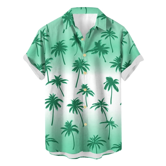 Weiqiqre Mens T-shirts Loose Fit, Floral Print Tropical Button Down Shirts