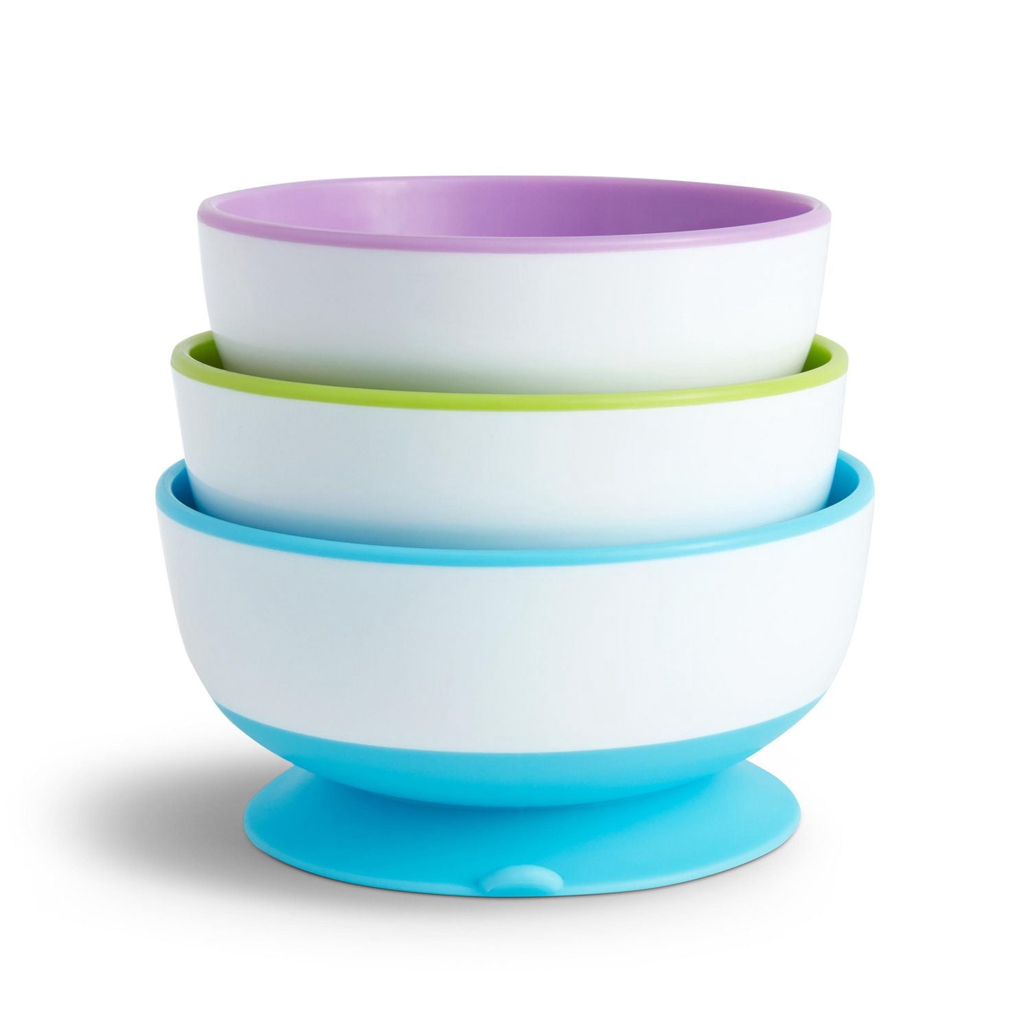 Munchkin Stay Put Suction Bowl, Includes Strong Suction Base and Quick-Release Tabs, Microwave Safe and BPA-Free, 3 Pack
