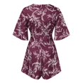 thumbnail image 4 of WILLBEST Robes et Combinaisons à Manches en V à Fleurs pour Femmes avec Ceinture Plissée, 4 of 4