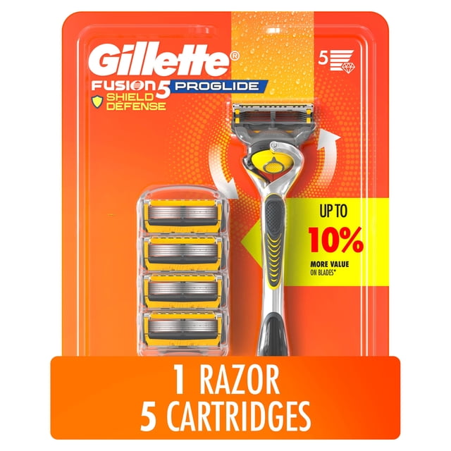 Gillette ProGlide Shield Razor for Men, 1 Razor Handle, 5 Razor Refills, 5 Blade Mens’s Razor with Precision Trimmer