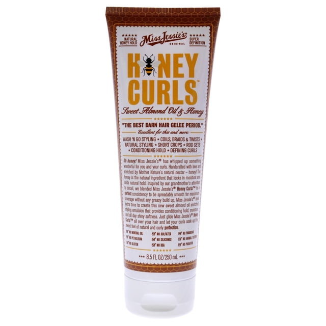Honey Curls par Miss Jessies pour Unisexe - Bouteille de 8,5 oz d'Émulsion Orientée vers l'Avant de l'Émulsion de Coiffage Miss Jessie's pour Boucles et Vagues, Lisse et Étalable pour une Couvrance Maximale avec Maintien Conditionnant, Douceur Brillante Toute la Journée et Sans Accumulation de Gras; Souvent Utilisé pour Définir les Boucles en Déplacement.