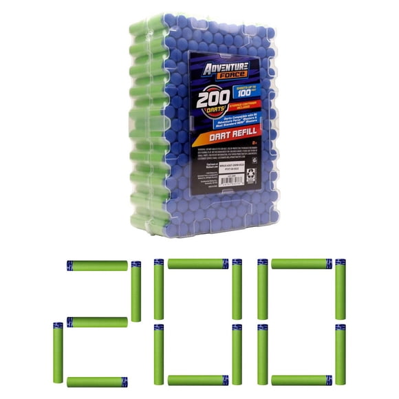 Recharge de 200 fléchettes Adventure Force – Compatible avec tous les blasters Adventure Force et la plupart des grandes marques, portée jusqu’à 30 mètres