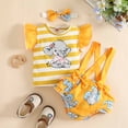 thumbnail image 3 of Birdeem 1-18M Infant Toddler Baby Girl Ruffled Print Top with Straps Shorts and Headband Set, 3 of 9