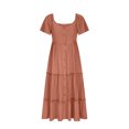 thumbnail image 3 of Robes d'Été Grande Taille pour Femmes 2024 Décontractées à Manches Courtes, Boutonnées, Col en V, à Étages, Ligne A, Fluides, Robe Midi de Plage avec Poches, Économisez jusqu'à 65 % de Rabais!, 3 of 5