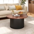 thumbnail image 4 of Costway Table Basse Ronde 32 Pouces Table à Thé avec Cadre en Bois Massif Table d'Appoint pour la Maison Table Cocktail, 4 of 10