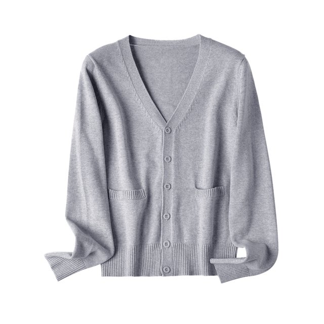 MAWCLOS Ladies Cardigan Sweater Long Sleeve Outwear V Neck Coat Soft Travel Button Down Jacket Gray L