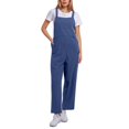 thumbnail image 1 of Combinaison Décontractée Confortable pour Femme, Couleur Unie, avec Poches, Printemps Été, Combinaison Boutonnée Décontractée, Combinaison pour Femme, Bleu, M, 1 of 7
