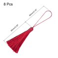 thumbnail image 2 of Unique Bargains 6.5' Silky Bookmark Tassels with Loop for DIY Craft Accessory, 8Pack Wine Red, 2 of 5