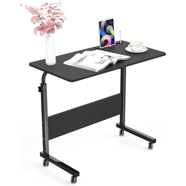 Table d'Appoint Salon Pouces Bureau pour Ordinateur Portable Support de Travail Réglable Table d'Appoint Mobile avec Station de Recharge Multifonctionnelle et Crochet Poste de Travail Portable Table à Collation Petite pour Étudiant