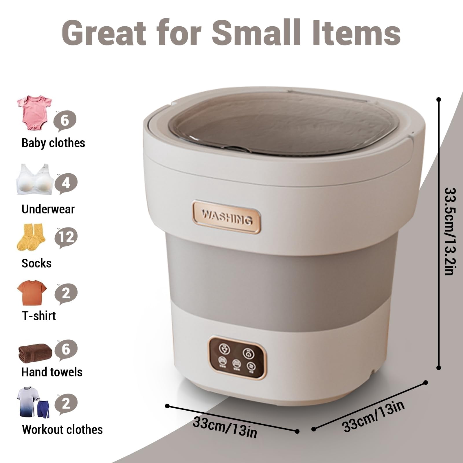 AKDSteel Portable Washing Machine, 12l Foldable Mini Washer with with 4 Modes and Spin Basket Deep Cleaning of Underwear Baby Clothes and Small Clothes for Apartments Dorm RV Travel Hotel Laundry