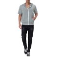 thumbnail image 2 of INSPIRE CHIC Men's Short Sleeve Hoodies Solid Color Zip Up Jackets with Hood M Gray, 2 of 7