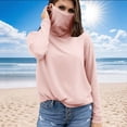thumbnail image 2 of BiZtdJrK Women's Summer Tops Casual Long Sleeve Face Mask for Sun Protection Shirts Loose Solid Color Lightweight Going Out Tops Pink L Spring Savings, 2 of 6