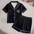 thumbnail image 2 of Pyjama pour Filles Ensemble de Pyjama pour Filles Doux à Manches Courtes Tenue d'Intérieur Confortable Ensemble Élégant pour Préadolescentes avec Imprimé de Cœur, 2 of 7