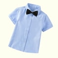 thumbnail image 5 of MeetoTime Baby Short Sleeve Blouse Solid Color Gentleman's School Uniform Button-down Shirt for Boys Baby Clothes 2-14Years, 5 of 5