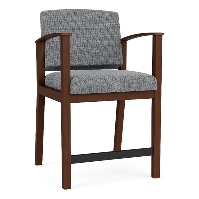 Pemberly Row Chaise de Réception à Dossier Haut en Noyer/gris Adler en Flanelle Gris