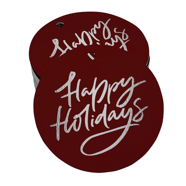 Inkdotpot Real Silver Foil Happy Holiday Tag Favor Hang Paper Tag 50 Piece
