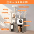 thumbnail image 3 of BeesClover Multi-Level Cat Tree Tower with Cat Scratching Posts,Litter Box Enclosure, Cat Houses & Condos,Hanging Cat Toys,Washable Removable Cushion for Kittens & Adult Cat, Easy to Assemble, 3 of 8