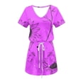 thumbnail image 4 of DPTALR Robe Mi-Mollet à Manches Courtes et Col en V pour Femmes, Jupes Courtes Rétro pour Dames, Jolies Robes d'Été pour Sorties pour Filles, 4 of 4