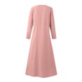 thumbnail image 5 of pstuiky Robes pour Jeunes Adultes, Mode pour Femmes Robe à Manches Longues Colorée en Coton et Lin à Col Rond avec Poches Robes d'Invitée de Mariage Liquidation, 5 of 5