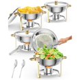 thumbnail image 1 of Plats Ronds Anti-Frottement pour Buffet 2, 4, Lot de 6, Serveurs et Réchauds de Buffet en Acier Inoxydable 5 Qt, Réchaud de Service avec Couvercle, Cuillère et Pinces Ensemble Complet pour Traiteur, Fêtes, 1 of 8
