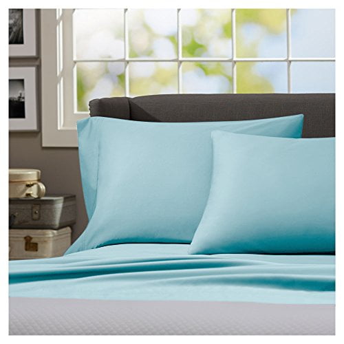 Winkle Ensemble de Draps Satinés en Coton et Lin Style Regency Résistant pour la Maison, (Simple, Aqua)