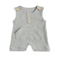 thumbnail image 1 of Baby Knitted Romper Short Sleeve O-neck Button Up Jumpsuit, 1 of 5