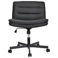 thumbnail image 1 of Wide Comfy PU Leather Desk Chair, Criss Cross Legged Office Chair with Wheels and Padded Seat, Armless Adjustable Swivel Computer Task Chair for Study, Vanity, Makeup, 1 of 8