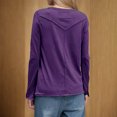 thumbnail image 4 of Yanlir Haut à Dos Patchwork pour Femmes Manches Longues Col Rond Décontracté Couleur Unie Confortable Extensible Chemise de Travail (Violet1,TG), 4 of 8