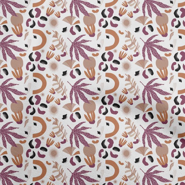 oneOone Viscose Chiffon Dark Magenta Fabric Tropical Abstract Craft Projects Decor Fabric Printed by The Yard 42 Inch Wide