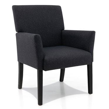 Costway Chaise de Salle d'Attente avec Accoudoirs Rembourrés et Pieds en Bois de Caoutchouc Massif pour Salle de Réunion