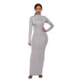 thumbnail image 1 of TopLLC Longues Robe à Manches à Col Rond pour Femme Décontractée Couleur Col Montant Manches Longues Extensible Ajustée Longue Robe Haut pour Femme, 1 of 6
