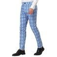 thumbnail image 4 of INSPIRE CHIC Men's Formal Color Block Slim Fit Flat Front Plaid Dress Pants 28 Light Blue, 4 of 7