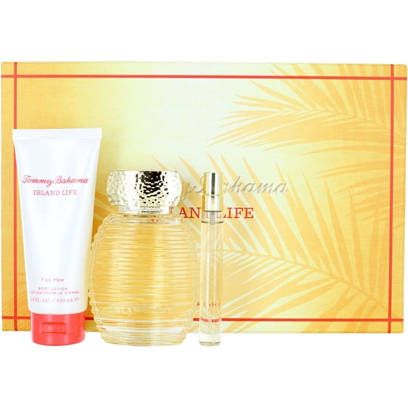 Island Life Tommy Bahama For Women Set: EDP 3.4oz + Mini EDP spray 0.33oz + Body Lotion 3.4oz